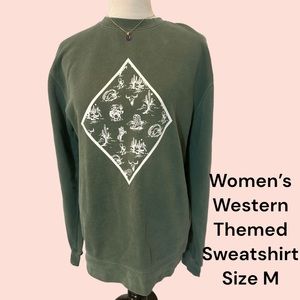 *Independent Trading Co* Western Cactus Themed Crewneck Sweatshirt Unisex Size M